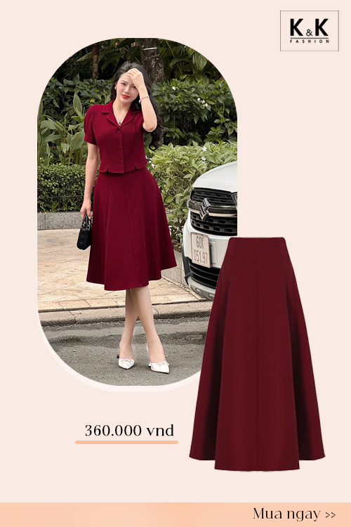 Áo Dài Cách Tân Tay Xòe Màu Hồng Đỏ - Đầm Váy Nữ Cao Cấp