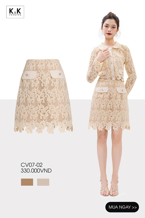 Chân váy ren dáng ngắn chữ a CV07-02