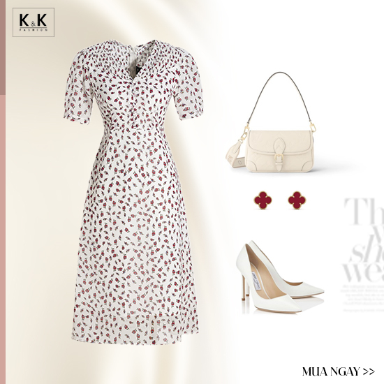 Đầm trung niên dáng chữ A cổ V KK166-21