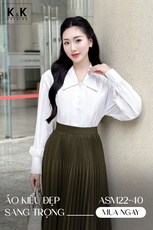 Áo sơ mi kiểu nữ màu trắng tay dài đẹp ASM22-40