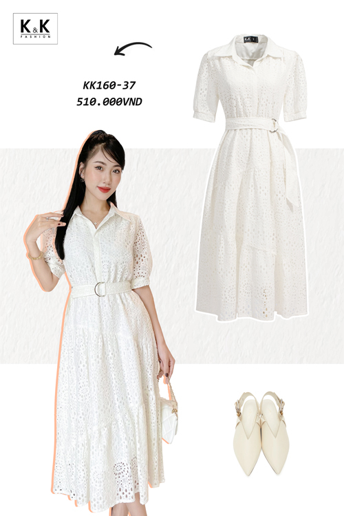 Váy trắng dự tiệc đầm dáng xòe tiểu thư công chúa tay phồng cổ vuông dập ly  ngực xinh đẹp XUKA DRESS DT 036 - Tìm Voucher