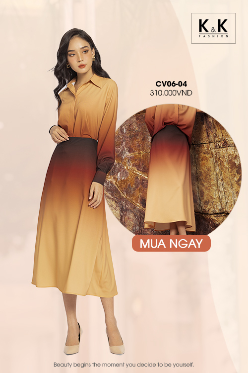 Chân váy xòe qua gối màu ombre CV06-04