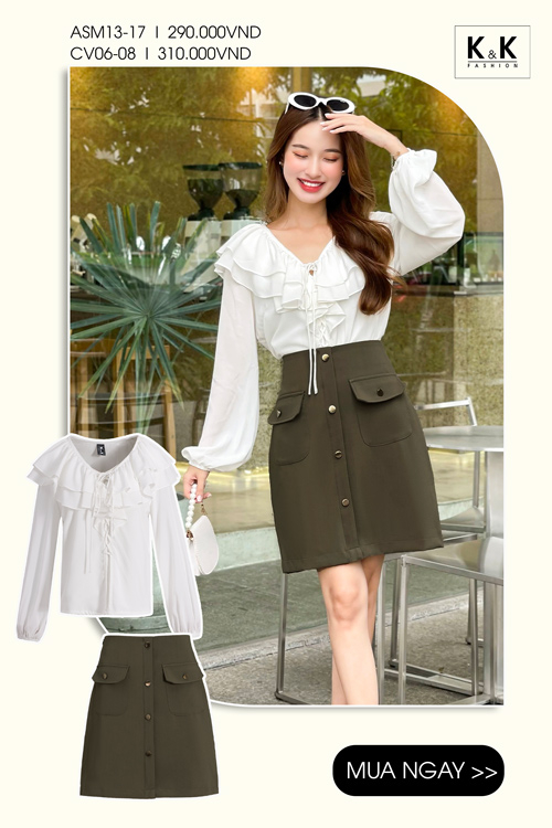 Chân váy chữ a dáng ngắn phối hai túi CV06-08