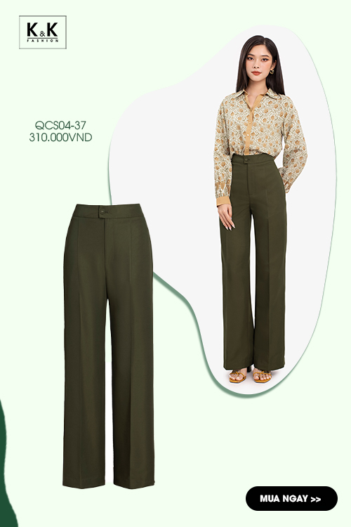 Quần công sở nữ ống suông lưng cao QCS04-37