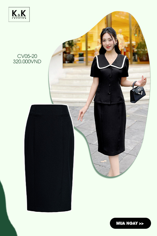Chân váy bút chì công sở màu đen CV05-20
