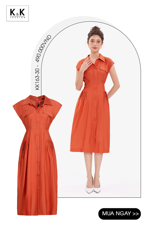 Đầm công sở thiết kế cỏ sơ mi dáng chữ a KK163-30