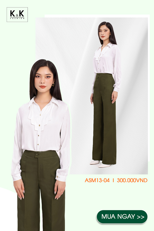 Áo sơ mi trắng nữ tay dài xếp ly cổ ASM13-04