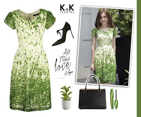 Đầm họa tiết hoa xanh nền trắng F61