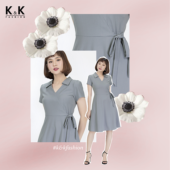 Đầm xòe nơ eo KK84-14