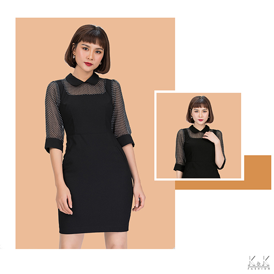 Đầm đen cổ sen KK76-16