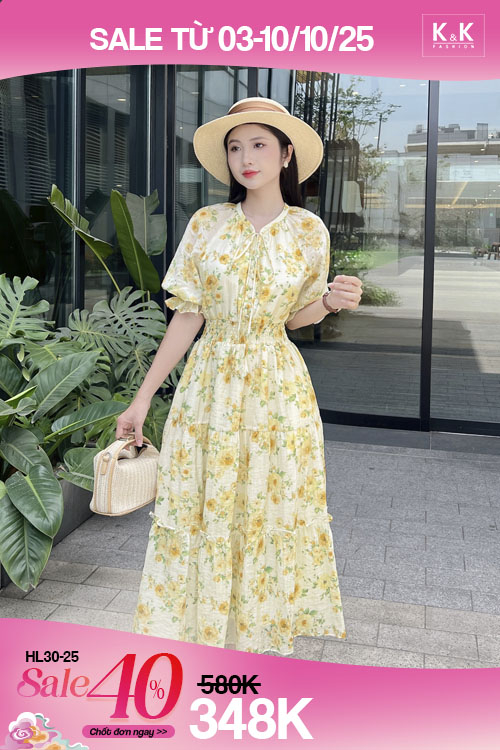 Đầm xòe hoa dáng dài ưu đãi lên đến 80%