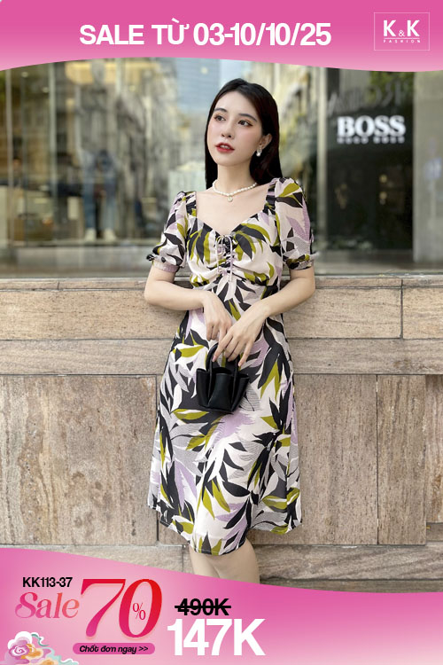 Giảm giá đầm họa tiết công sở