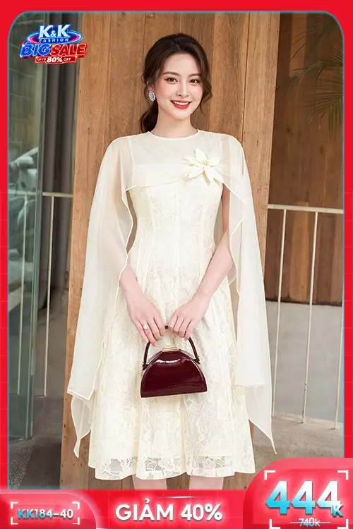 Đầm dự tiệc màu kem