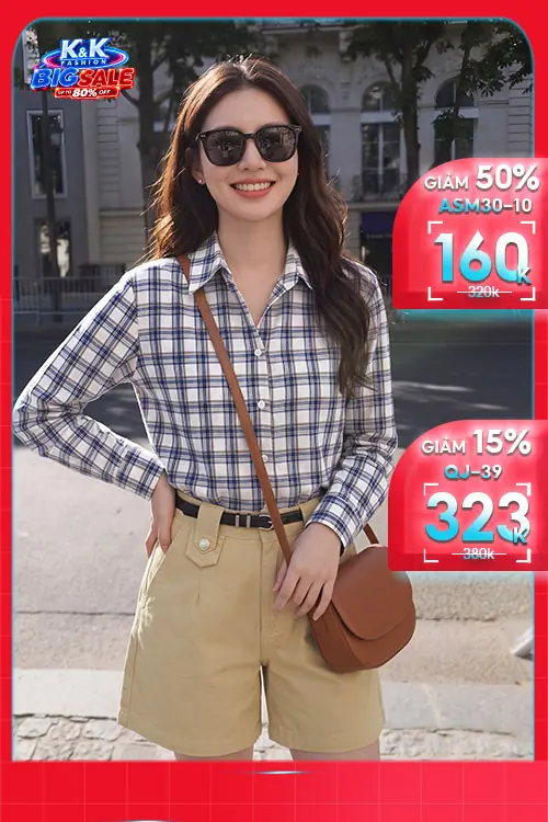 Áo sơ mi nữ tay dài họa tiết caro