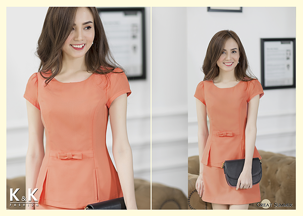 Set áo Peplum + chân váy chất liệu tuyết mưa KK66-33