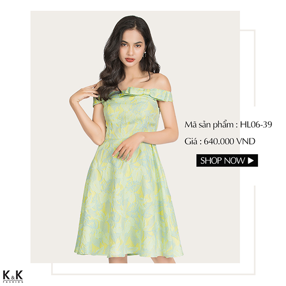 Đầm xòe trễ vai HL06-39