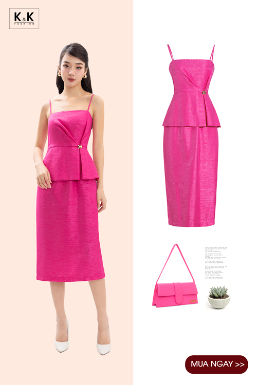 Đầm Tết dự tiệc peplum hai dây quyến rũ HL26-07