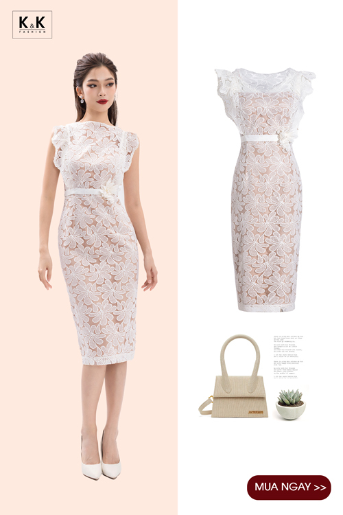 Đầm ren hoa trang phục Tết dáng ôm body KK165-29
