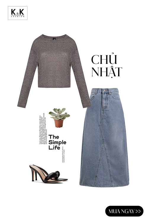 Chân váy jeans dài dáng chữ A màu xanh CV06-24