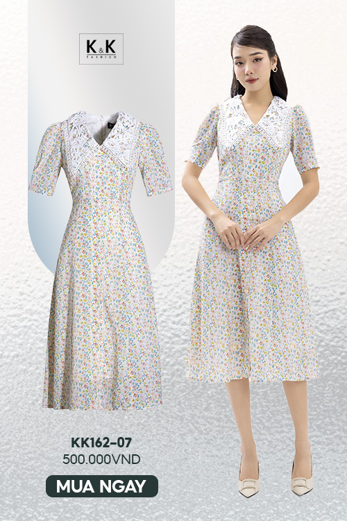 Đầm midi dáng chữ A họa tiết hoa nhí KK162-07