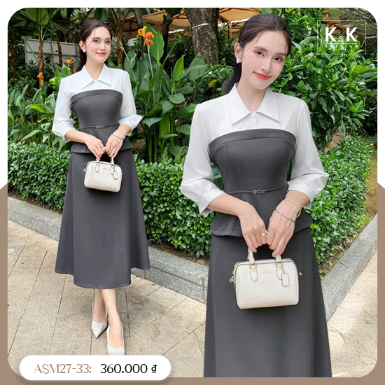 Áo peplum công sở nữ phối tay dài ASM27-33