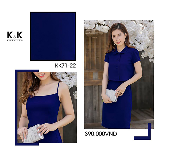 Đầm xanh coban 2 dây KK71-22