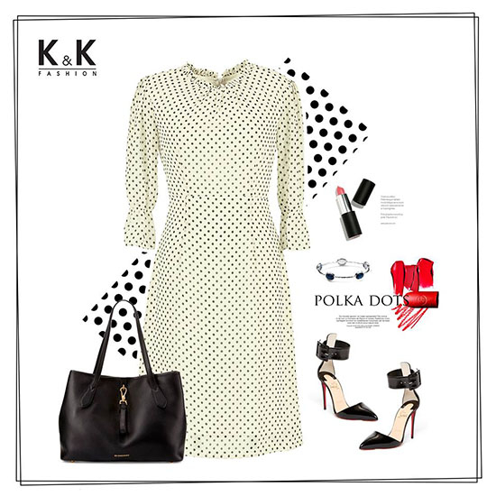 Đầm chữ A họa tiết chấm bi tay lửng chất liệu chiffon mềm, mịn KK66-16