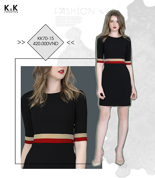 Đầm đen dáng ôm tay lửng KK70-15