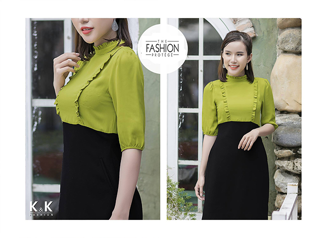 Đầm công sở phối màu thanh lịch HL01-29
