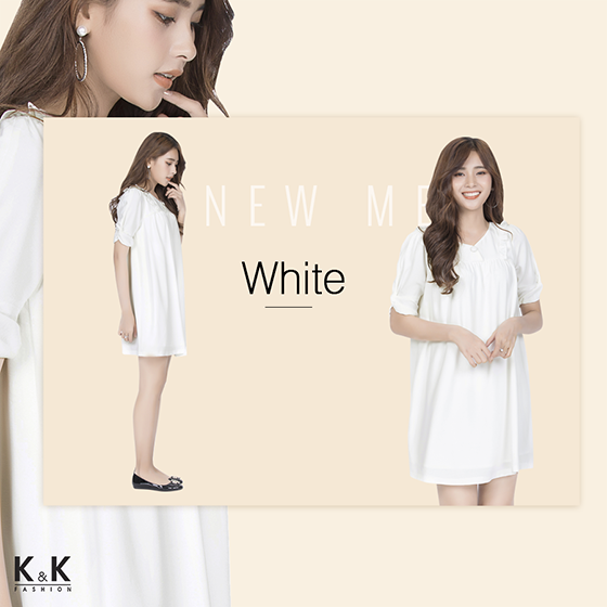 Đầm suông trắng tay lỡ KK83-40