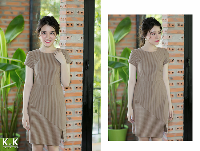 Kẻ sọc nếu chọn đúng tông màu còn giúp bạn trẻ trung hơn KK67-27