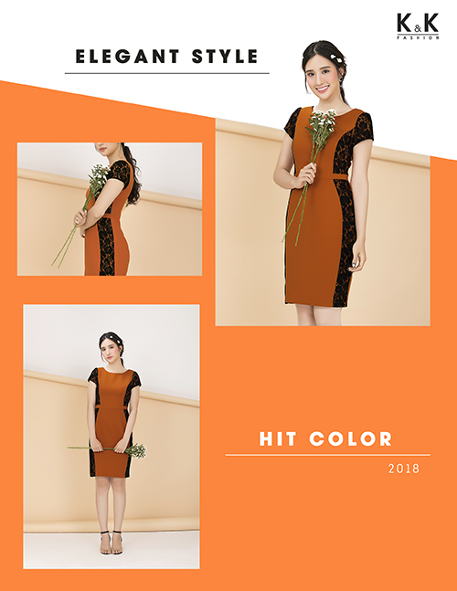 Đầm liền đơn sắc phối ren 2 bên sườn KK72-07