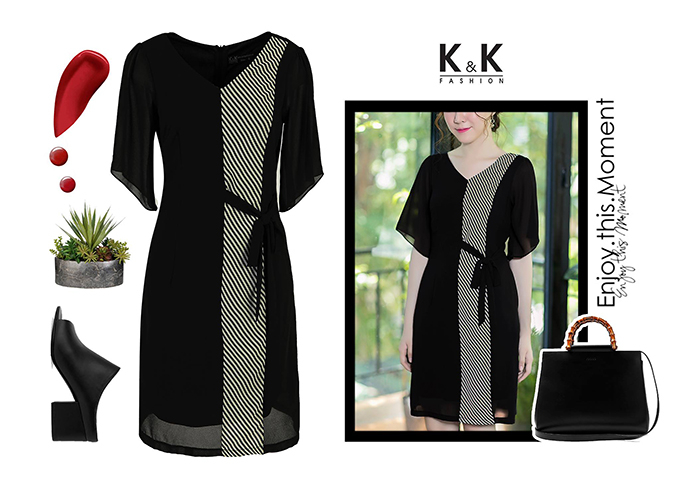 Đầm kẻ KK67-01 cho người mập