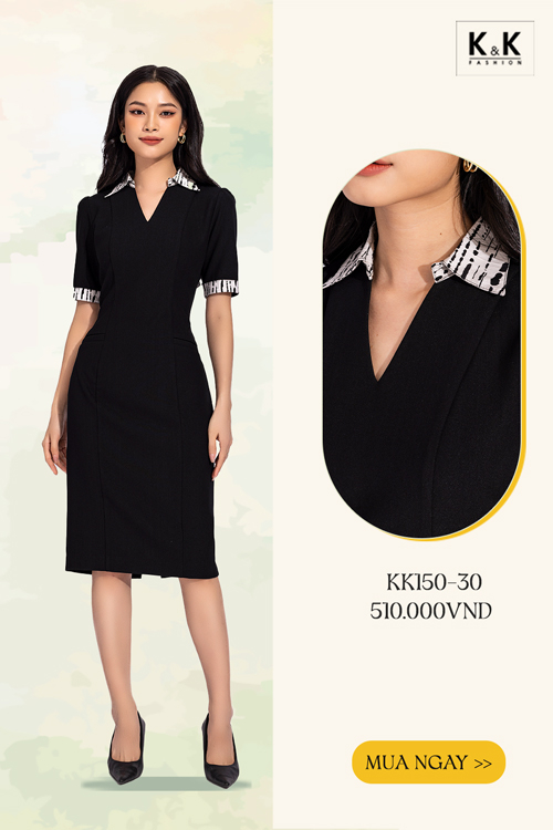 Đầm ôm công sở cổ sơ mi KK150-30