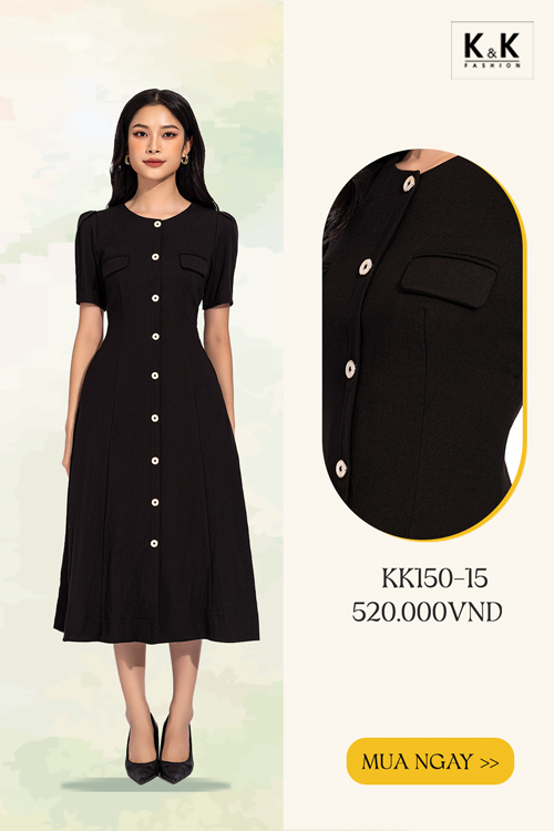 Đầm đen công sở dáng chữ A KK150-15