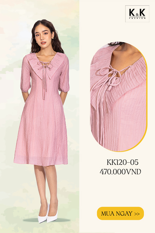 Đầm công sở dáng A cổ viền bèo KK120-05