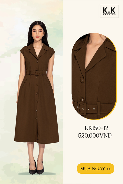 Đầm công sở chữ A phối đai eo KK150-12