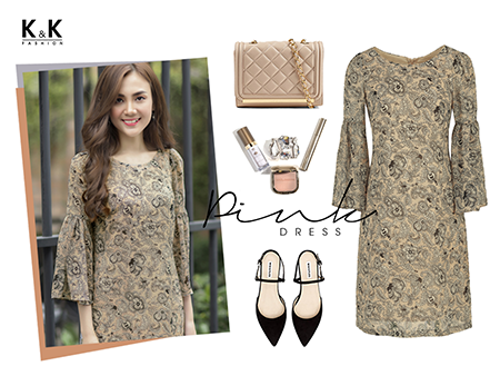 Đầm voan hồng tay loe KK66-57