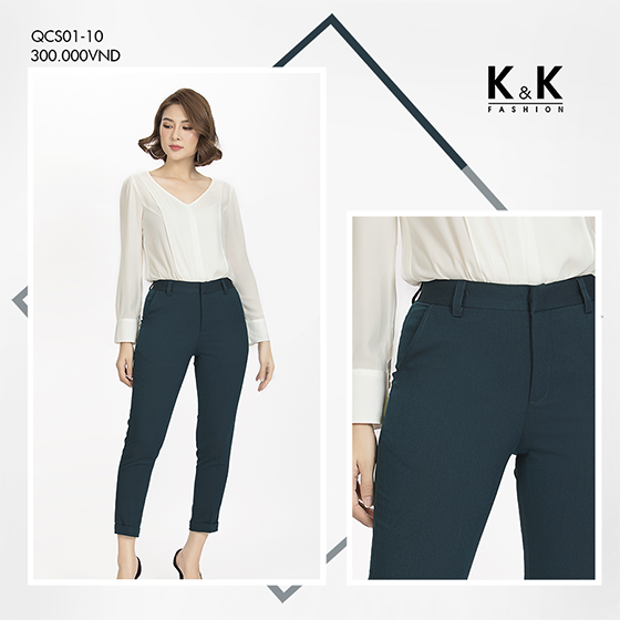 Set áo trắng cổ tim ASM02-09 + quần tây QCS01-10