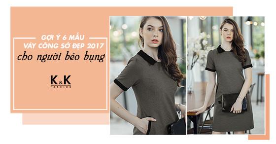 Váy suông công sở màu xám phối viền đen KK68-06