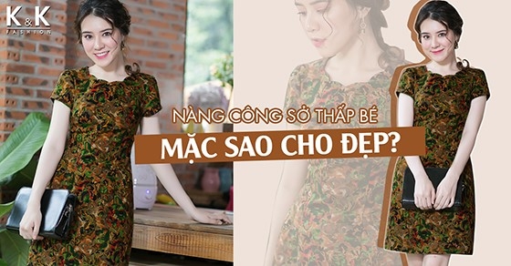 Đầm họa tiết form dáng chữ A cho cô nàng thấp bé KK67-17