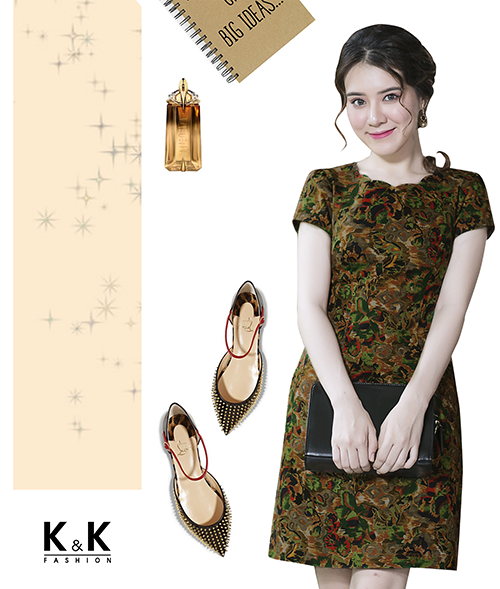 Đầm kaki cổ gợn dáng chữ A KK67-17