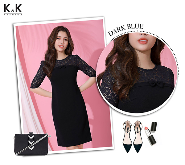 Đầm công sở phối ren KK72-06