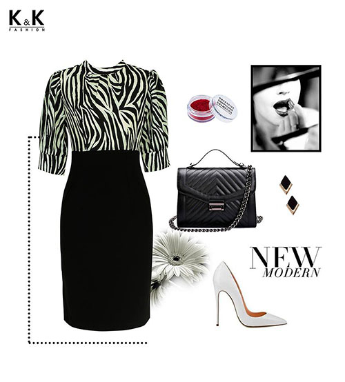 Đầm liền công sở phối màu KK66-11