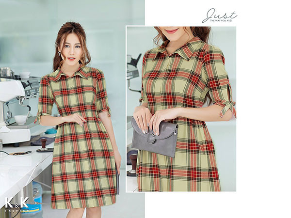 Đầm xòe chất liệu cotton KK65-52