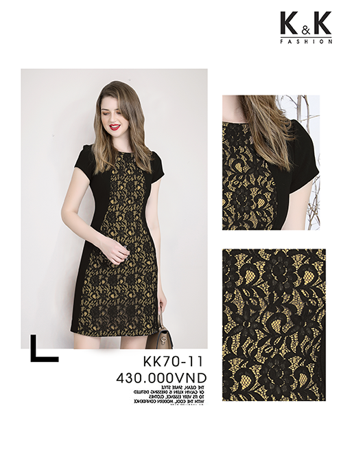 Đầm đen phối ren KK70-11