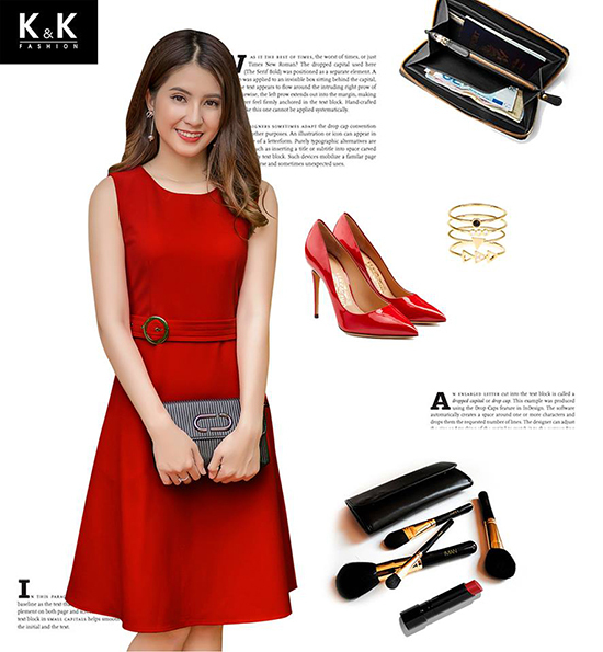 Đầm xòe đỏ thắt eo trẻ trung KK73-02