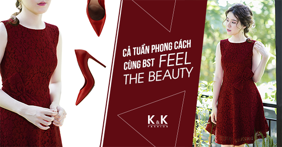 Đầm xòe ren đỏ KK67-32