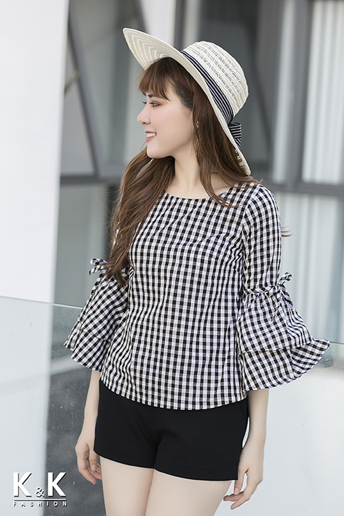 Áo sơ mi họa tiết caro trắng đen ASM01-19