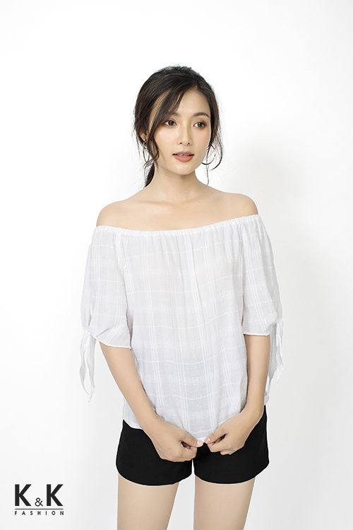 Set áo trắng bẹt vai ASM01-38